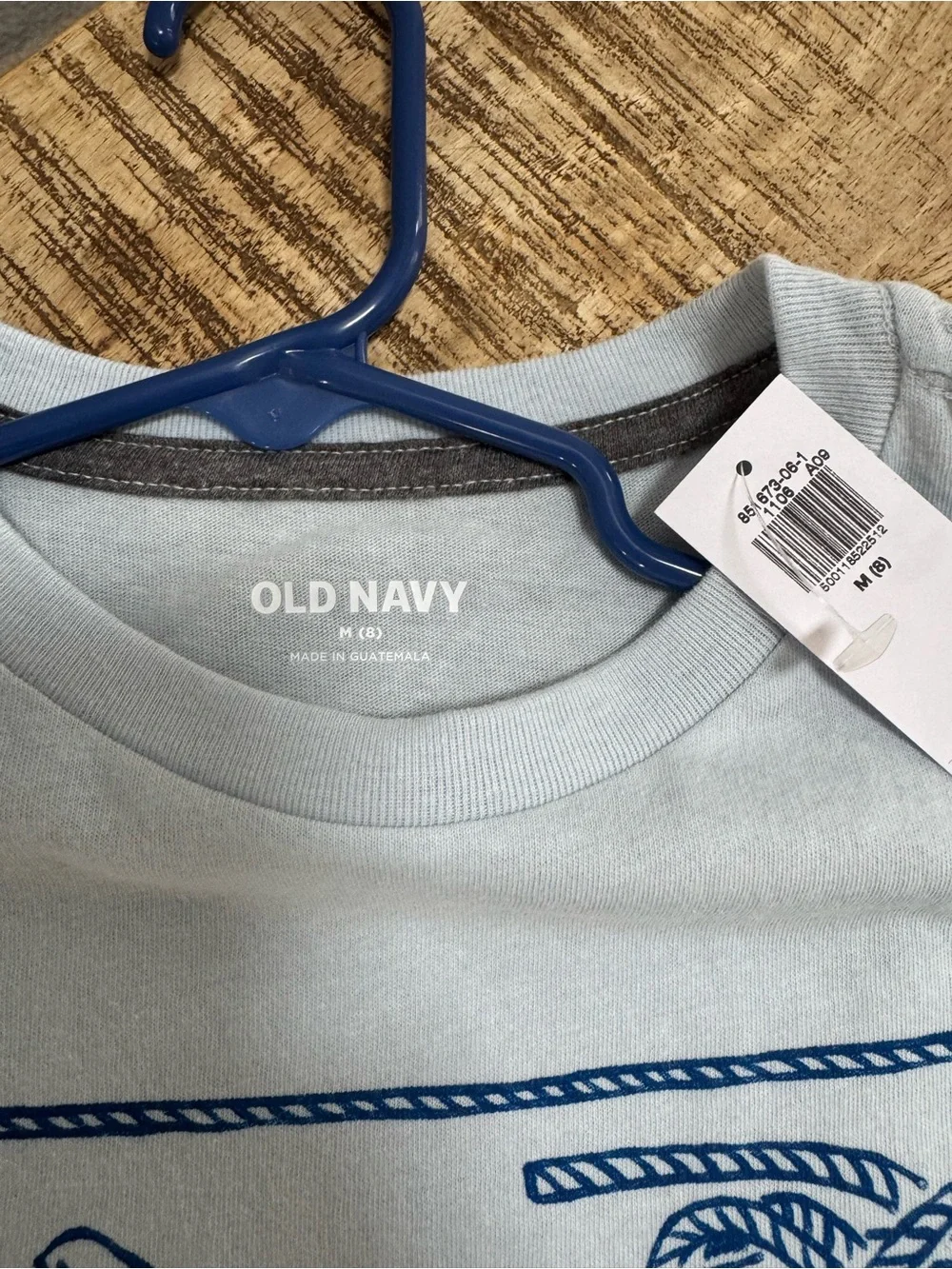 Old Navy Light Blue Nautical Graphic Tee with Navy Print